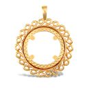 9ct Yellow Gold Half Sovereign Pendant Mount - Loops Edge