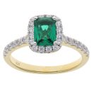 Gold Plated Silver Green Gemstone And Cubic Zirconia Cluster Ring