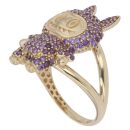 14ct Yellow Gold Purple Gemstone Bunny Ring