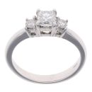 18ct White Gold 0.75ct Princess Cut Diamond Trilogy Ring