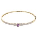 9ct Yellow Gold 0.10ct Brilliant Cut Diamond And Amethyst Bangle