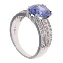 Silver Cubic Zirconia and Blue Gemstone Solitaire Ring by Icesia