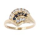 9ct Yellow Gold Sapphire And Cubic Zirconia Ring