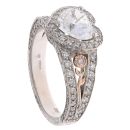 14ct White And Rose Gold 3.00ct Heart And Brilliant Cut Diamond Cluster Ring