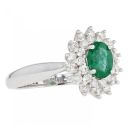 18ct White Gold Diamond And Emerald Cluster Ring
