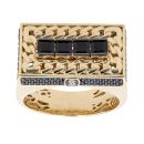 14ct Yellow Gold Monaco Black Cubic Zirconia Signet Ring