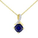 9ct Yellow Gold Sapphire Crossover Diamond Pendant Necklace