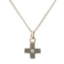 9ct Yellow Gold 0.05ct Diamond Cross Pendant And Chain 20"