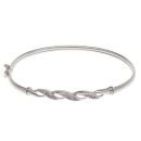 9ct White Gold 0.10ct Brilliant Cut Diamond Bangle