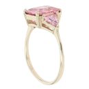 9ct Yellow Gold Pink Quartz Three Stone Ring