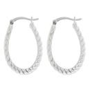 Silver Twisted Oval Hoop Earrings by Icesia