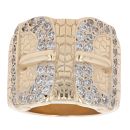 9ct Yellow And White Gold Cubic Zirconia Patterned Buckle Ring