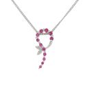 9ct White Gold Ruby and 0.01ct Diamond Fancy Pendant and Chain 18"