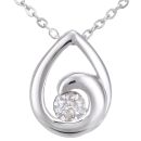 9ct White Gold Solitaire Teardrop Diamond Pendant Necklace