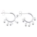 Silver Beaded Charm Stud Earrings