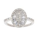 18ct White Gold 1.00ct Brilliant And Baguette Cut Diamond Cluster Ring