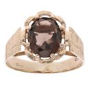 9ct Yellow Gold Single Stone Smokey Quartz Ring