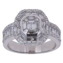 18ct White Gold 2.00ct Emerald, Baguette And Brilliant Cut Diamond Cluster Ring