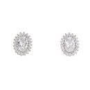 Silver Cubic Zirconia Cluster Stud Earrings by Icesia