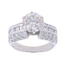 Platinum 3.66ct Baguette And Brilliant Cut Diamond Solitaire Ring