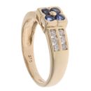 9ct Yellow Gold 0.12ct And Sapphire Cluster Ring