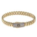 14ct Yellow Gold Monaco Classic Baguette Pave Lock Bangle
