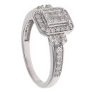 9ct White Gold 0.50ct Princess And Brilliant Cut Diamond Cluster Ring