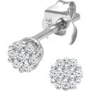9ct White Gold Diamond Cluster Stud Earrings