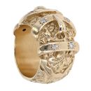 9ct Yellow Gold Cubic Zirconia Double Buckle Ring
