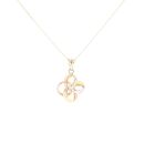 9ct Yellow, White And Rose Gold Loop Flower Pendant And Chain 18"