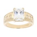 14ct Yellow Gold Single Stone Cubic Zirconia Ring