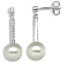 18 Carat White Gold 12pt Diamond Pearl Earrings