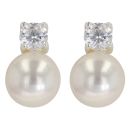Silver Cubic Zirconia And Synthetic Pearl Stud Earrings By Icesia