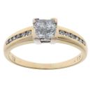 18ct Yellow Gold Princess Cut 0.50ct Diamond Cluster Ring