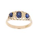 9ct Yellow Gold 0.05ct Diamond And Sapphire Three Stone Ring