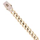 14ct Yellow Gold Monaco Curb Classic Cubic Zirconia Pave Lock Bracelet 8.5"