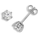 18 Carat White Gold 1.00ct 6 Claw Diamond Solitaire Stud Earrings