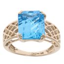 9ct Yellow Gold Blue Topaz Single Stone Ring