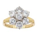 18ct Yellow Gold 2.00ct Diamond Cluster Ring