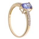 18ct Yellow Gold 0.10ct Diamond and Tanzanite Solitaire Ring