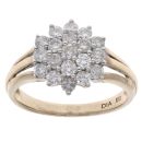 9ct Yellow Gold 1.00ct Brilliant Cut Diamond Cluster Ring