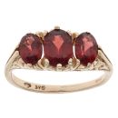 9ct Yellow Gold Three Stone Garnet Ring
