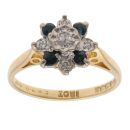 18ct Yellow Gold 0.05ct Diamond And Sapphire Cluster Ring