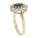 9ct Yellow Gold Cubic Zirconia and Sapphire Cluster Ring