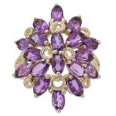 9ct Yellow Gold Amethyst Cluster Ring