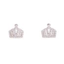 Silver Cubic Zirconia Tiara Stud Earrings by Icesia