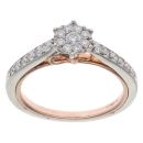 9ct White And Rose Gold 0.50ct Brilliant Cut Diamonds Disney Snow White Bow Cluster Ring