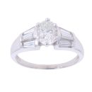 14ct White Gold 2.00ct Oval And Baguette Cut Diamond Solitaire Ring