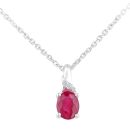 9ct White Gold Oval Ruby and Diamond Pendant Necklace