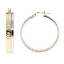 14ct Yellow And White Gold Patterned Hoop Earrings